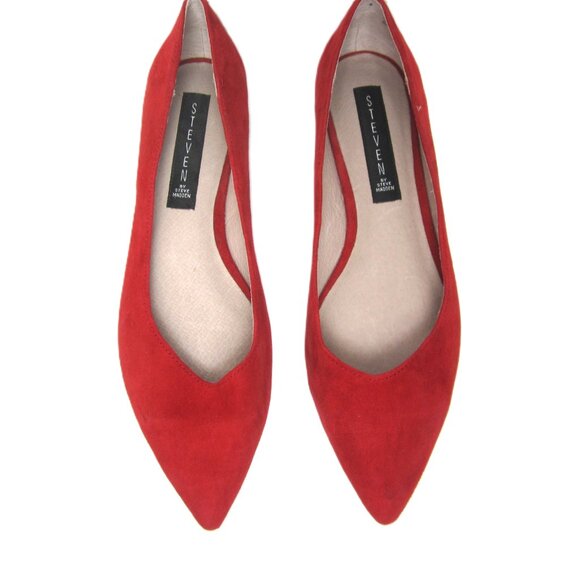 NEW Steven by Steve Madden Size 8 Red Suede Leather Pointy Toe Flats Slip On - Picture 1 of 10
